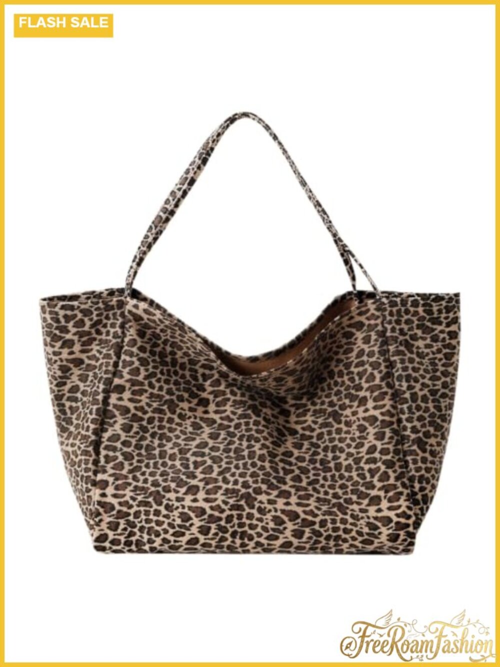 Wynndora Large Leopard Print Tote Bag Soft Polyester Shoulder Purse